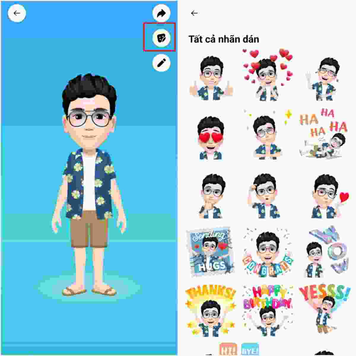 Cách tạo avatar làm sticker hoạt hình trên Facebook   c3nguyentatthanhhpeduvn