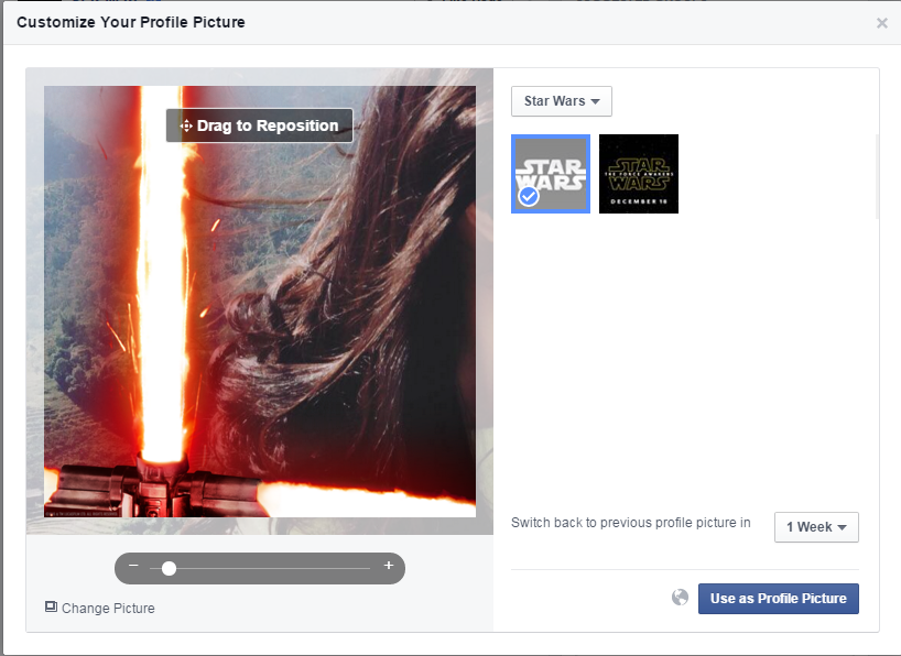 Đổi avatar Facebook với thanh gươm Lightsaber trong Star Wars -  