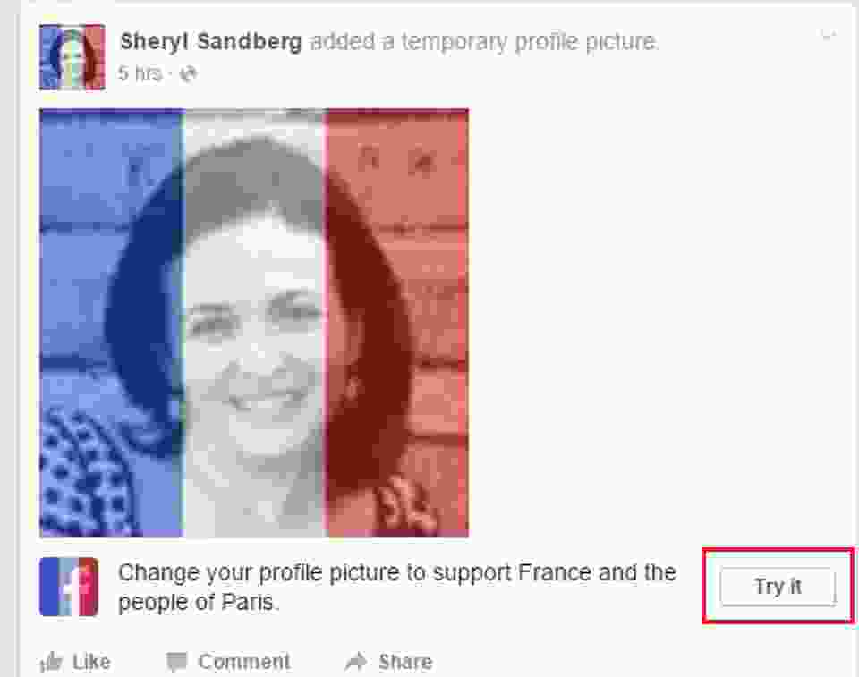 Facebook cho phép đổi avatar tạm thời để chia sẻ với người dân Paris   Fptshopcomvn