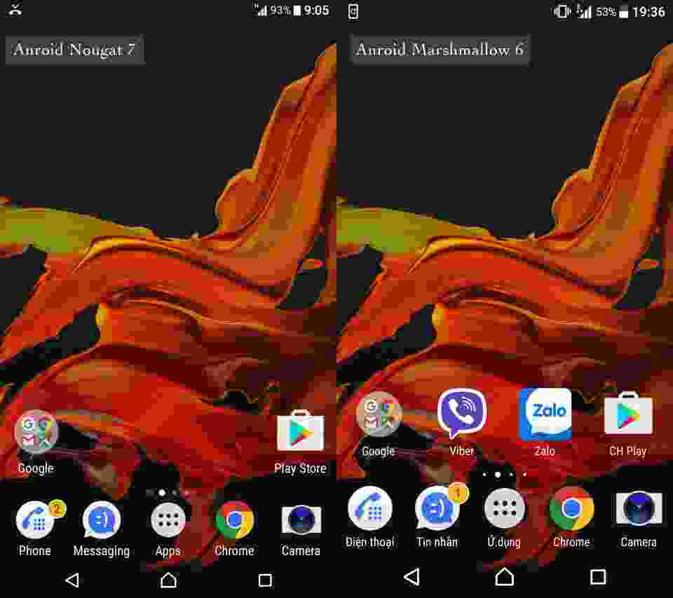 So sánh giao diện Android 7.0 & 6.0 trên Xperia XZ - Fptshop.com.vn