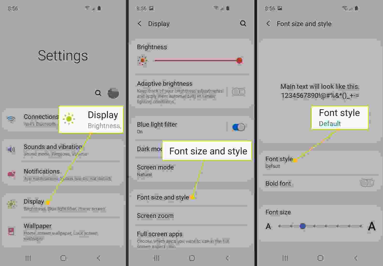 Thay đổi font chữ trên Android đang là trào lưu của giới trẻ hiện nay. Tham gia cùng Samsung để có trải nghiệm thật trọn vẹn. Với nhiều font chữ mới cập nhật, người dùng có thể tùy biến giao diện điện thoại cho phù hợp với mục đích sử dụng của mình. Hãy xem hình ảnh để nhận ngay sự cập nhật mới nhất của Samsung.