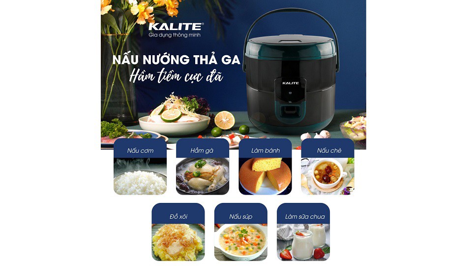 Nồi cơm điện Kalite KL-619 gồm 7 chế độ nấu