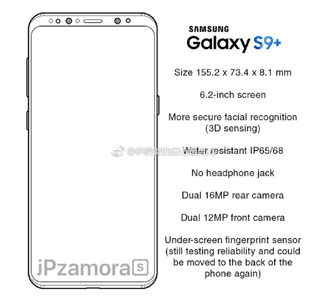 Thông số kỹ thuật, bản phác thảo của Galaxy S9, S9 Plus bị rò rỉ, sẽ không còn jack tai nghe 3.5mm 