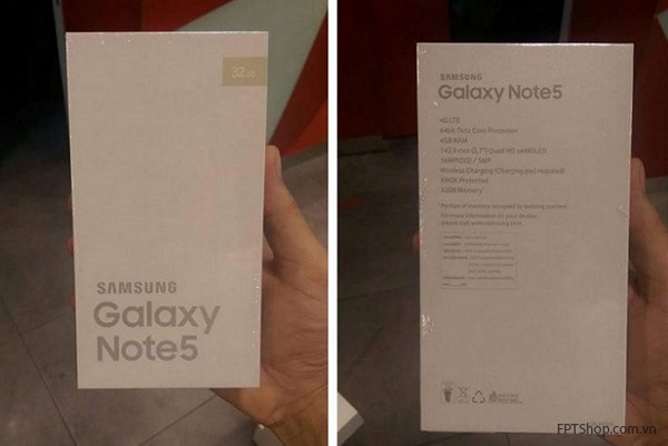 Hộp bên ngoài phiên bản Galaxy Note 5 32 GB