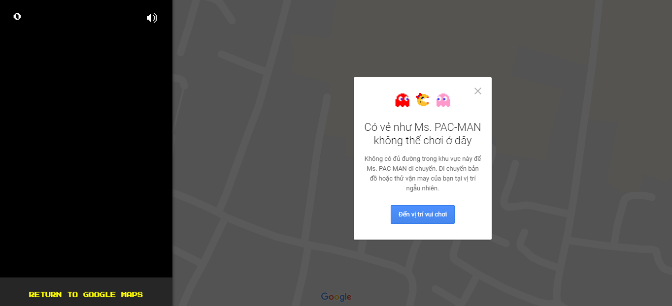 Chơi game Pac-Man trên Google Maps ngày cá tháng 4