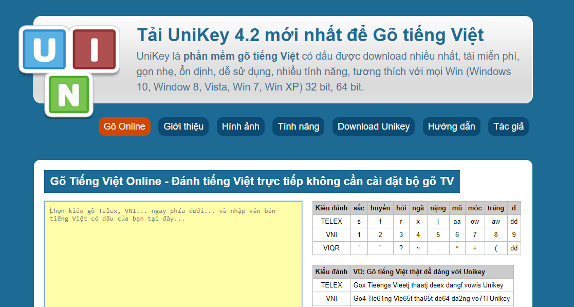 Bộ gõ chính chủ Unikey chỉ duy nhất tại Unikey.org