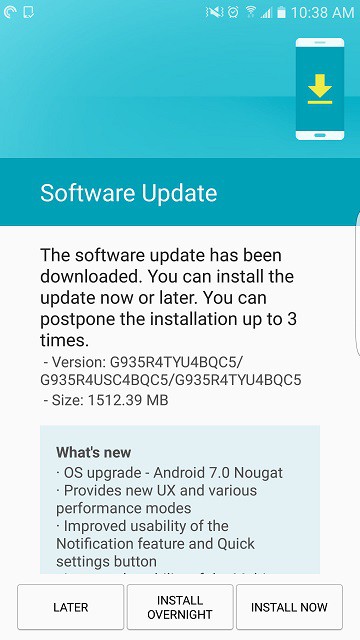 Samsung Galaxy S7 và S7 Edge được cập nhật Android 7.0 Nougat