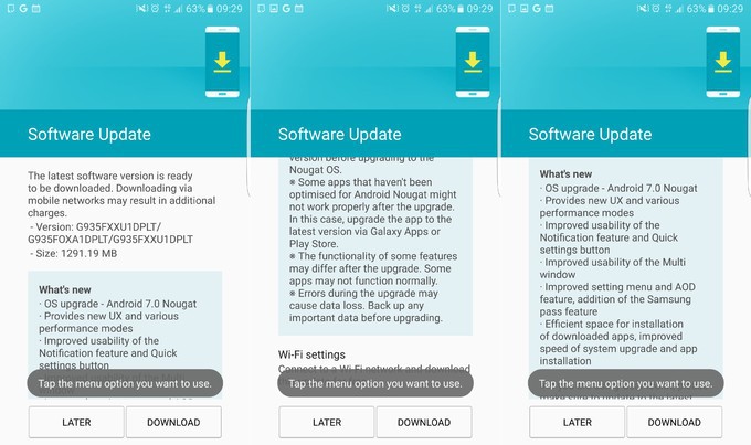 Samsung tung bản nâng cấp Android Nougat mới cho S7 và S7 Edge