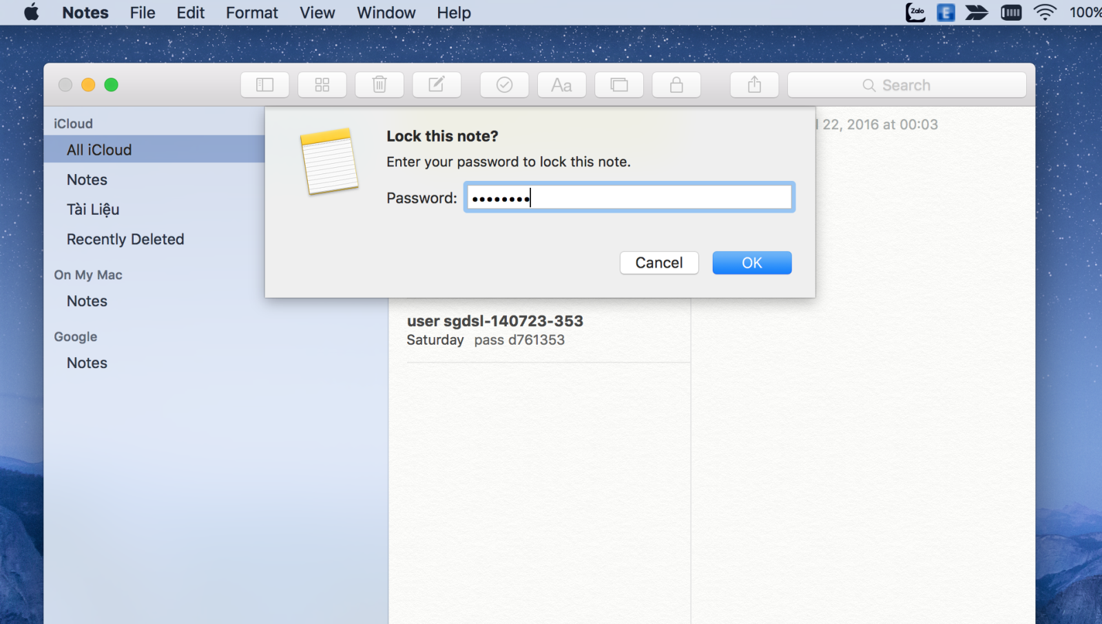 Hướng dẫn tạo mật khẩu ghi chú trên máy Mac