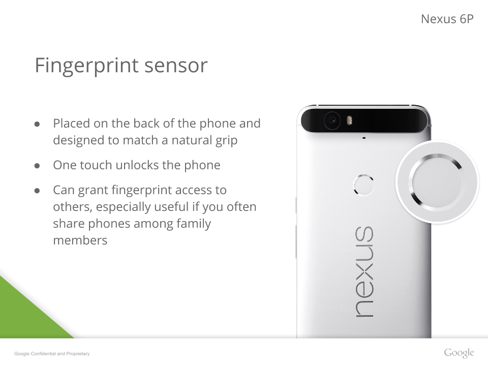 Rò rỉ ảnh slide Nexus 6P: vỏ kim loại, Gorilla Glass 4, pin 3450mAh 5
