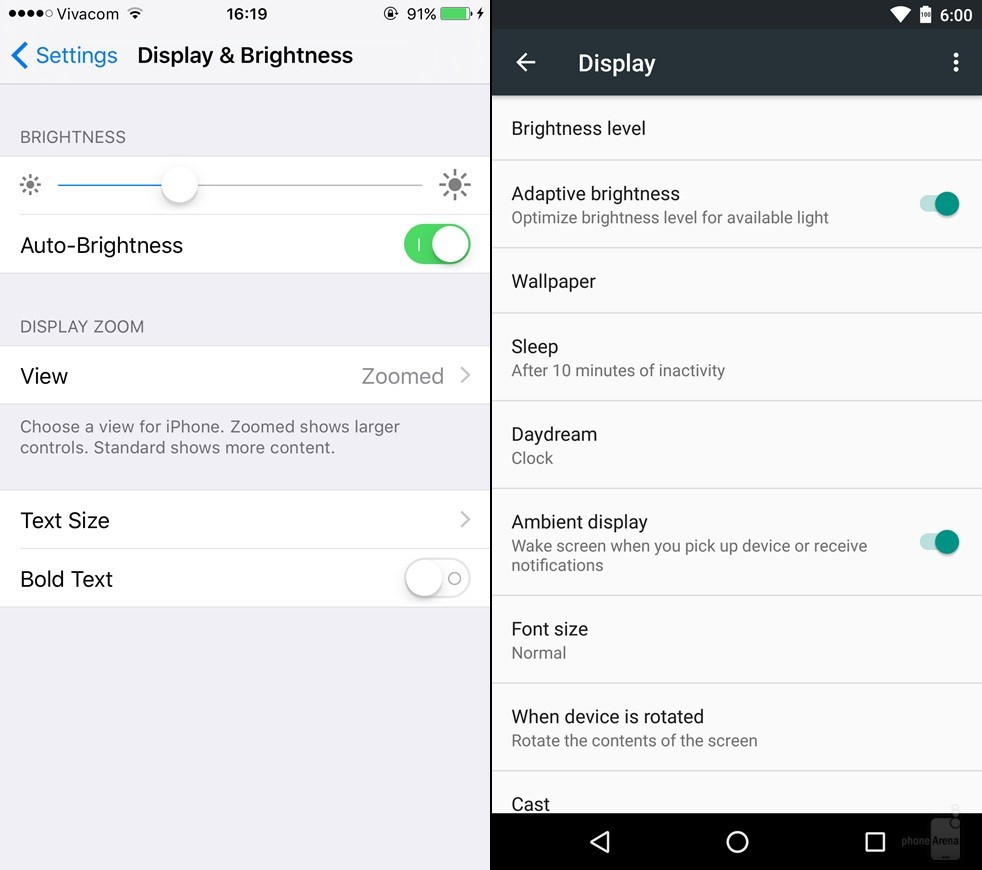 So sánh giao diện Android 6.0 Marshmallow với iOS 9 10