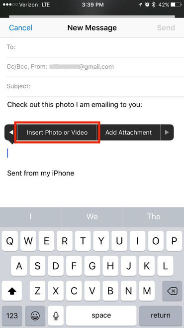 Cách 1: Nhấp giữ màn hình khi soạn thảo email