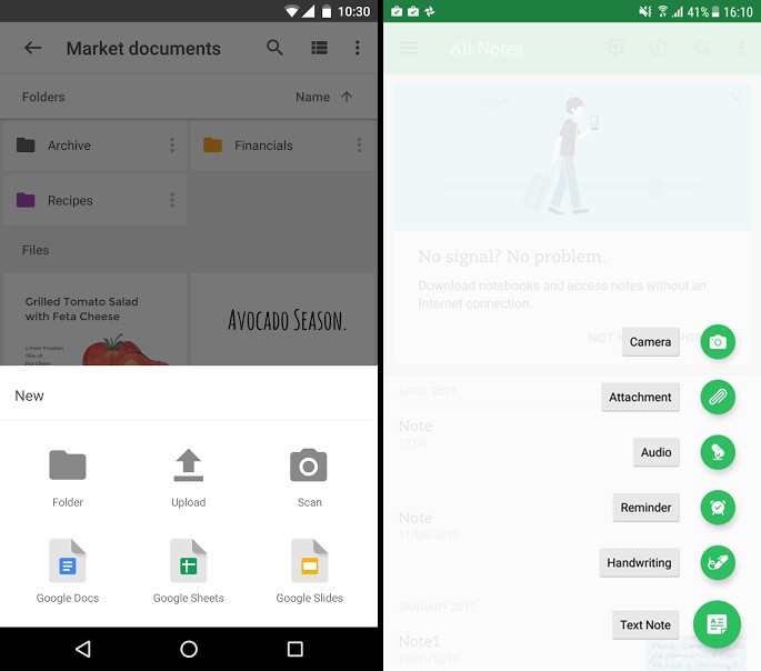 Google Drive/Evernote (Android)