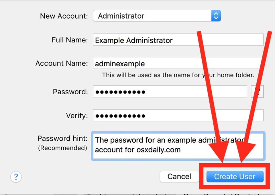 Bước 6 - Cách tạo tài khoản Quản trị viên (Admin) mới trong Mac OS 