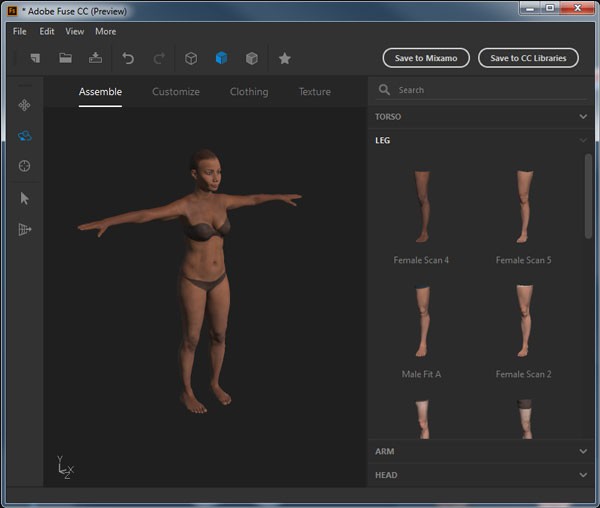 Bước 3 ፡ Thêm chi cho các nhân vật 3D khi sử dụng Adobe Fuse