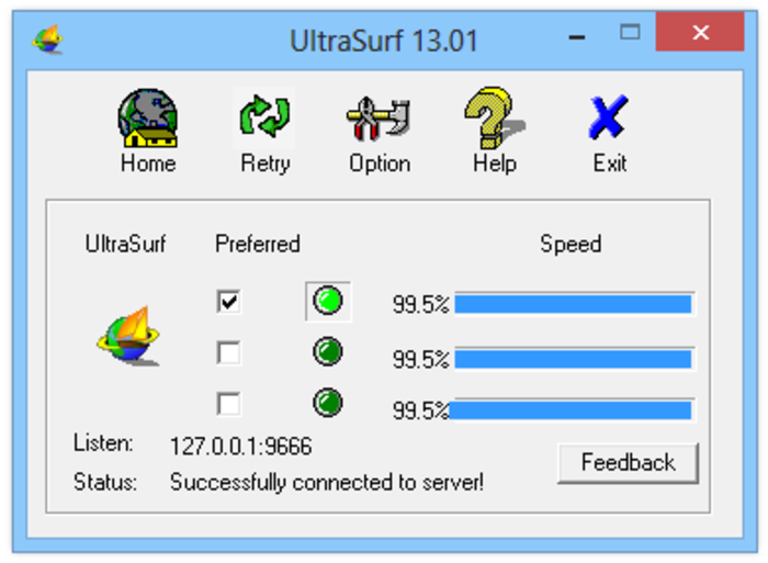 Giao diện Ultrasurf