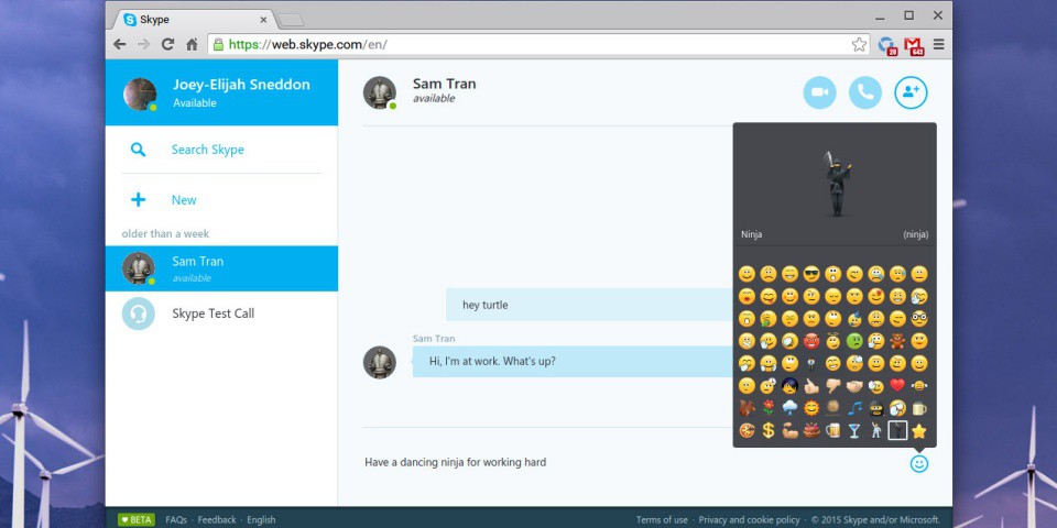 Giao diện Skype trên Web