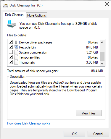 Công cụ Disk Cleanup có thể xoá File window.old dễ dàng