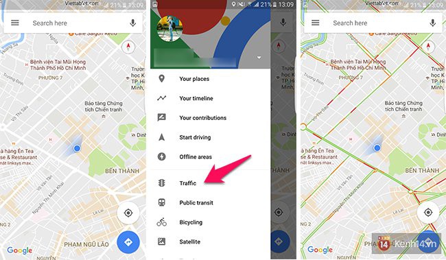 Sử dụng Google Maps để kiểm tra tình trạng kẹt xe ở TPHCM và Hà Nội