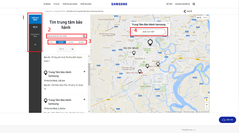 Trung tâm bảo hành điện thoại Samsung được thành lập ở đâu?