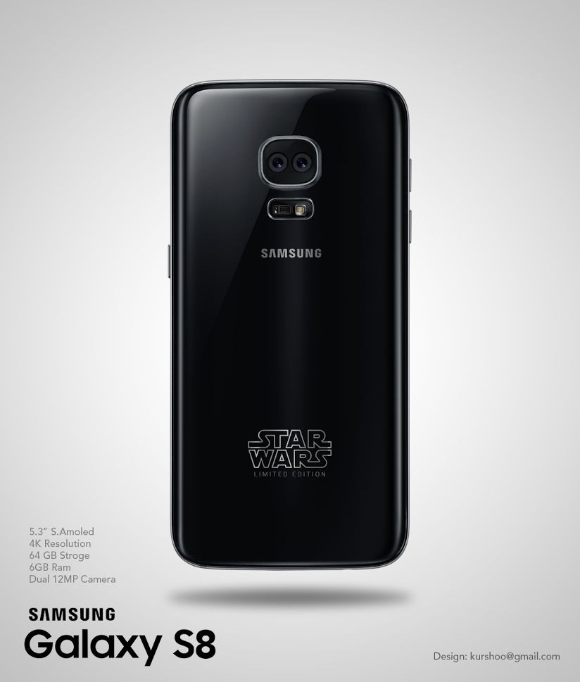 Mê mẩn với mẫu Galaxy S8 Star Wars camera kép, màn hình cong, màu đen bóng