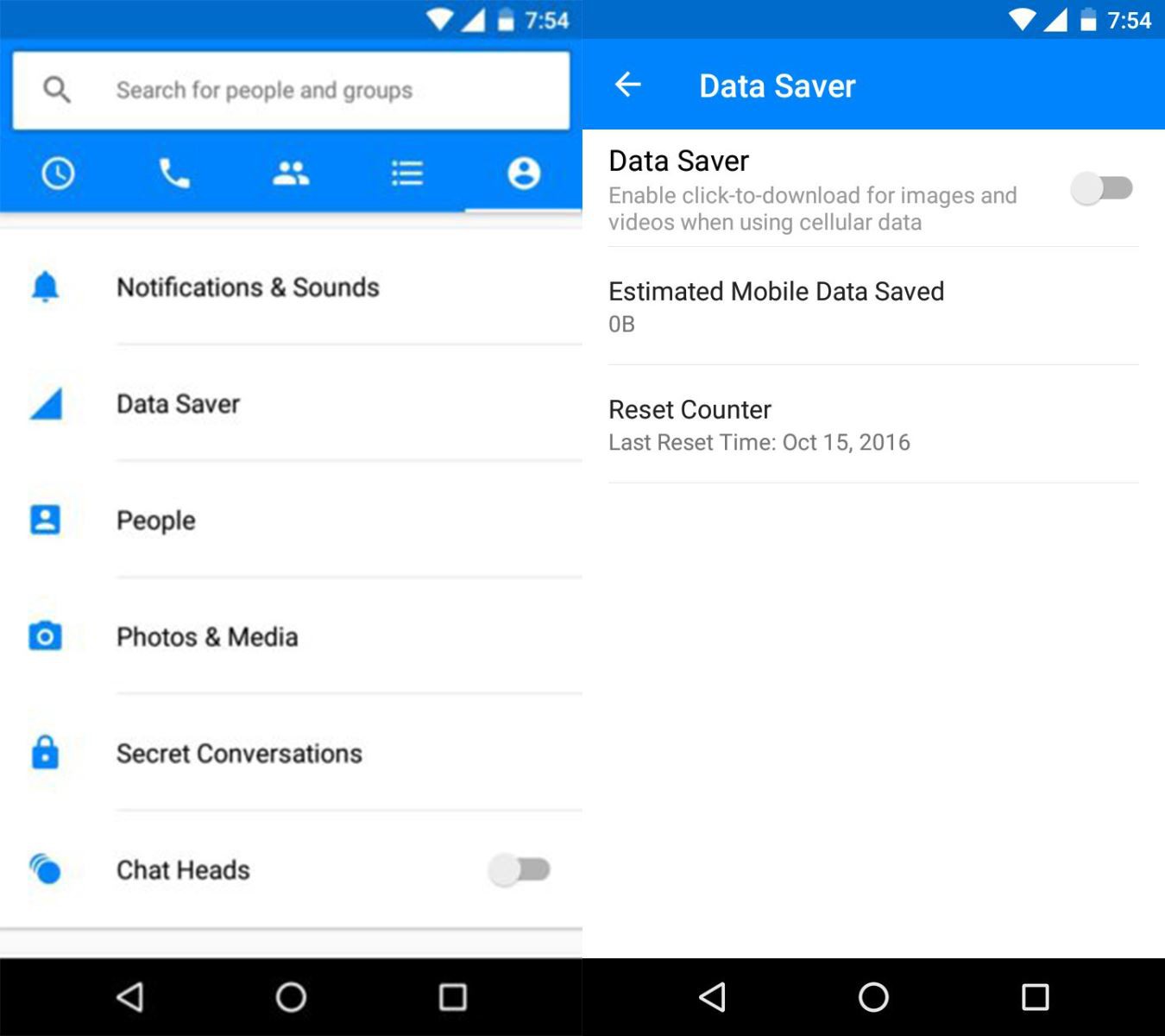 Tính năng tiết kiệm dữ liệu trong Facebook Messenger Android
