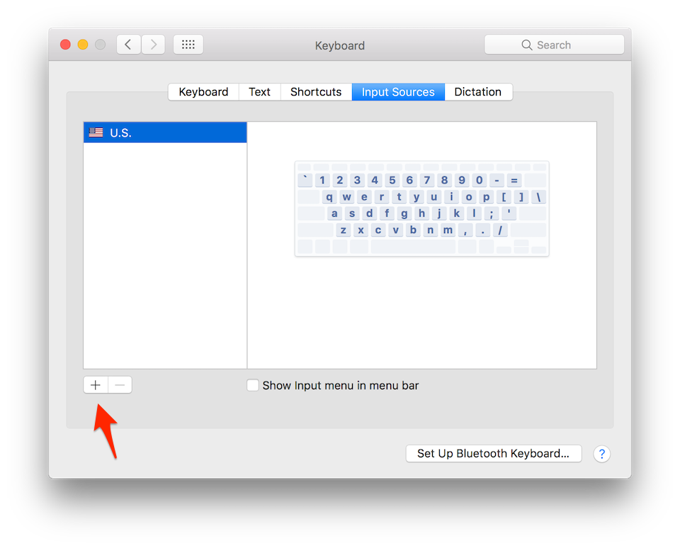 Nhấn vào biểu tượng + để thêm bàn phím mới.