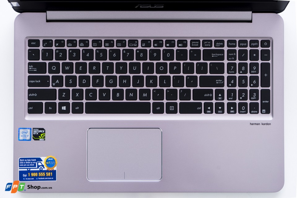Bàn phím và touchpad của Asus UX510UW