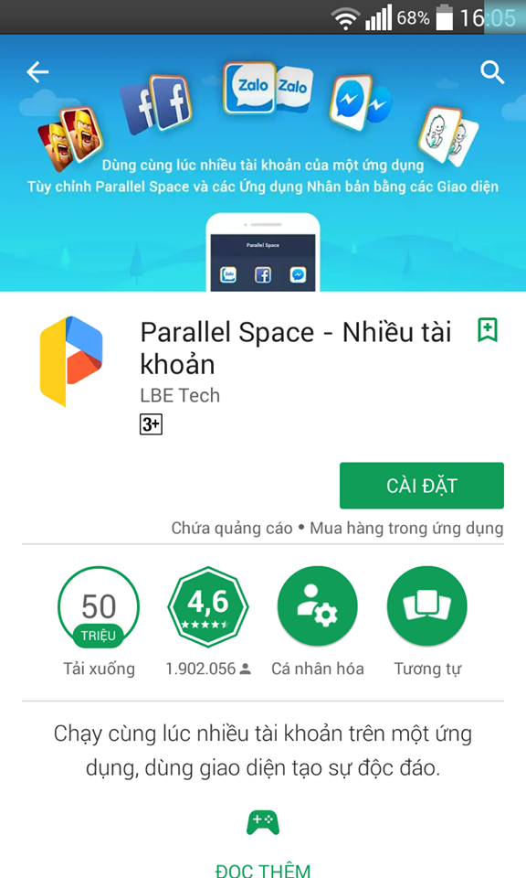 Nhân bản ứng dụng với Parallel Space