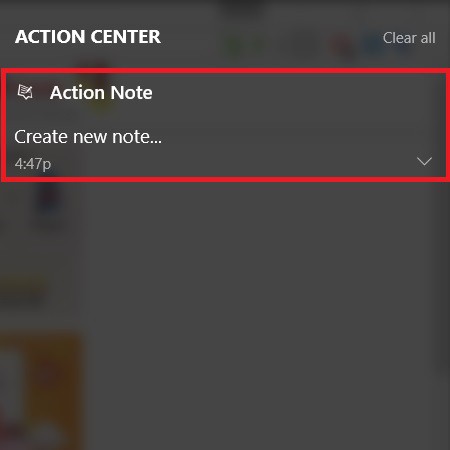 Hướng dẫn tạo ghi chú trên Action Center cho Windows 10