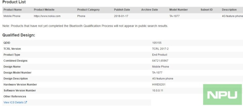 Nokia 3310 4G đạt chứng nhận Bluetooth 