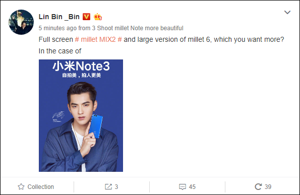 Mi Note 3 sẽ được ra mắt với Mi Mix 2 trong thời gian tới