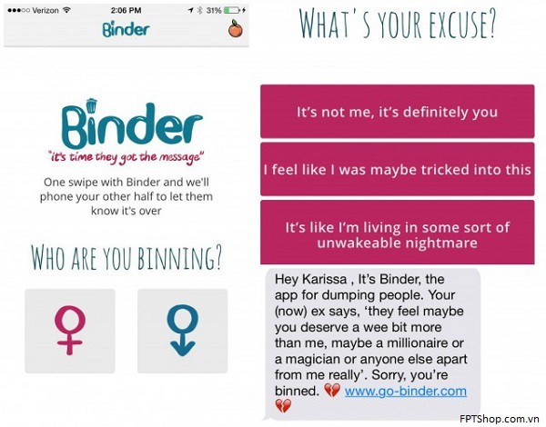 ứng dụng chia tay người yêu Binder