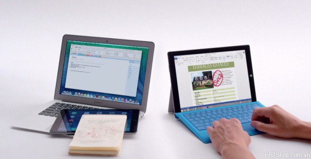 Màn hình Surface Pro 3 và Macbook 12 inch