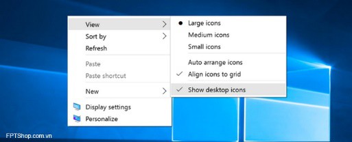 Chọn Show desktop icons nếu muốn ẩn tất cả các biểu tượng trên desktop
