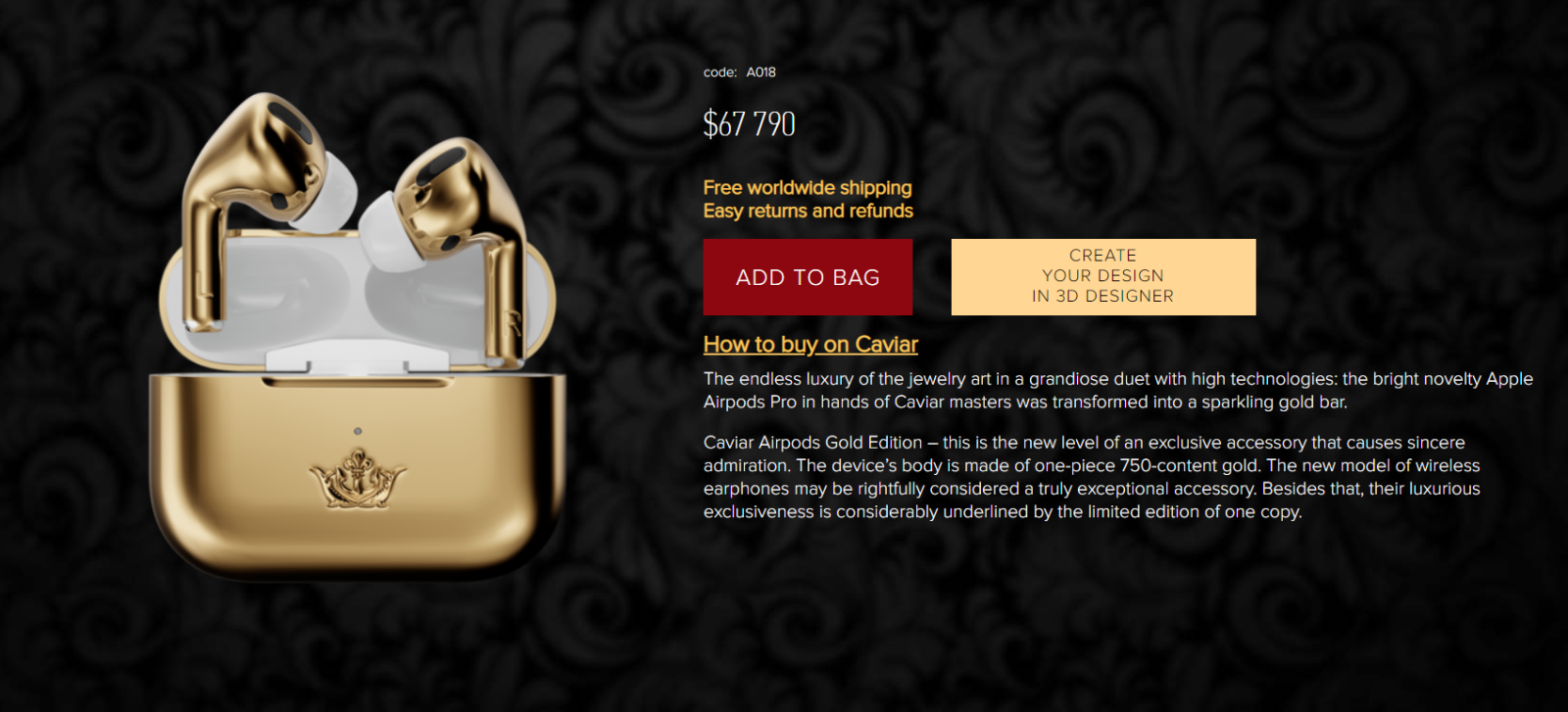 Thương hiệu xa xỉ Caviar ra mắt AirPods Pro Gold với mức giá 1.6 tỷ đồng 2