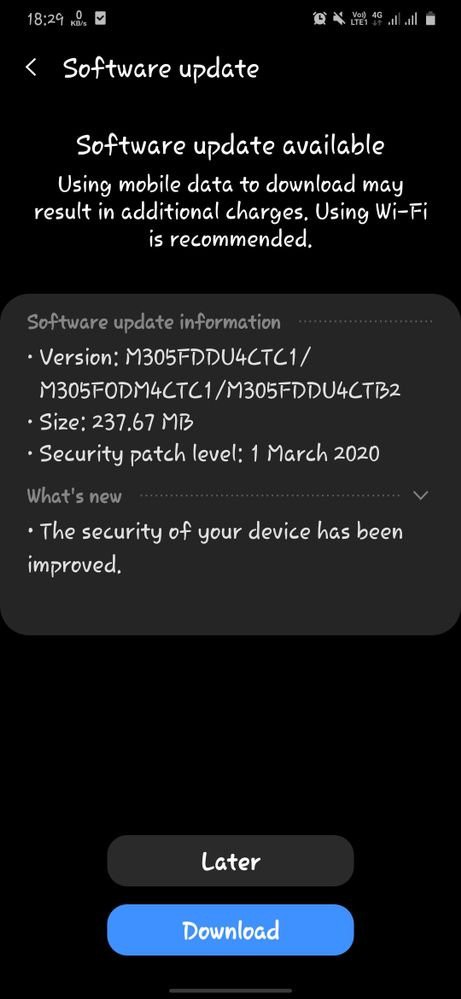 Samsung Galaxy M10, M30, Tab Active2 nhận bản vá Android tháng 3/2020