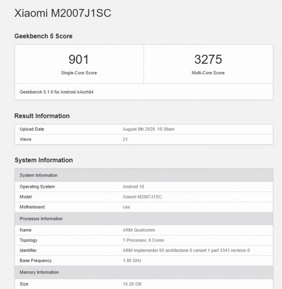Xiaomi Mi 10 Ultra xuất hiện trên Geekbench