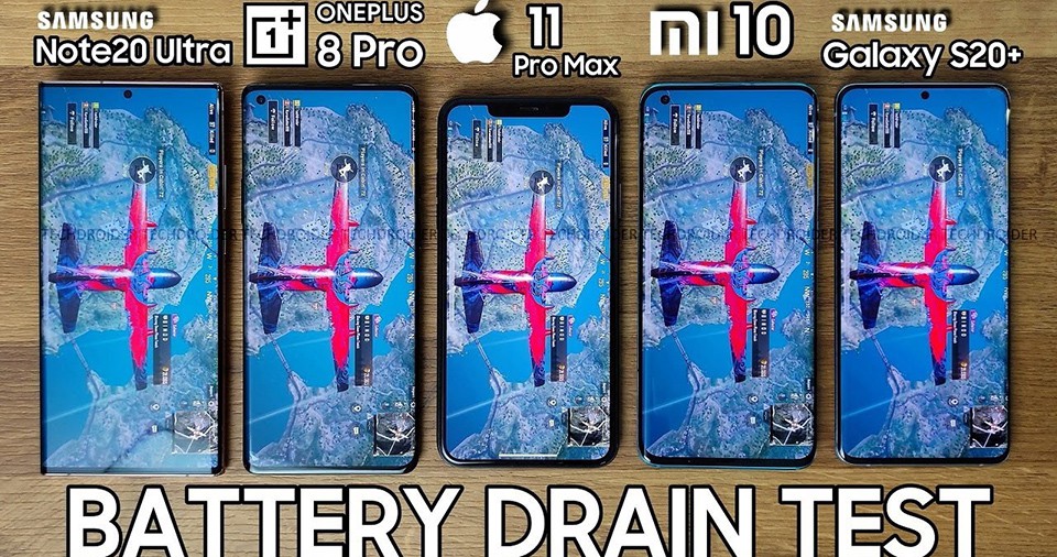 So sánh thời lượng pin Galaxy Note 20 Ultra/S20+, Xiaomi Mi 10, OnePlus 8 Pro và iPhone 11 Pro Max (ảnh 1)