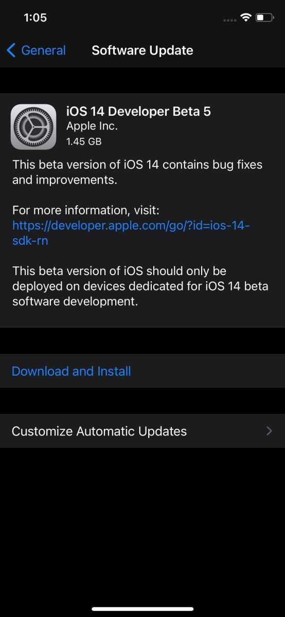 Apple ra mắt iOS 14 beta 5 và iPadOS 14 beta 5 dành cho các nhà phát triển