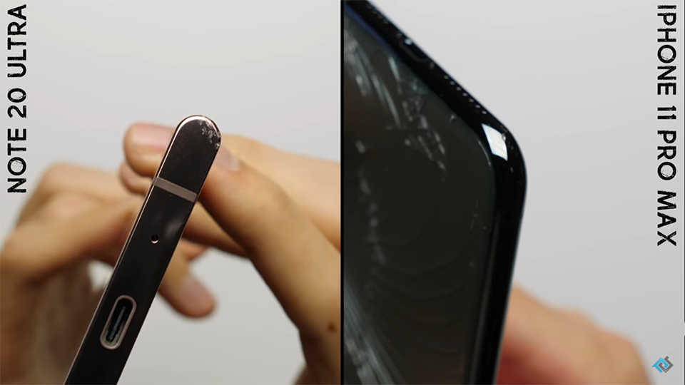 Drop test Galaxy Note 20 Ultra và iPhone 11 Pro Max (ảnh 3)