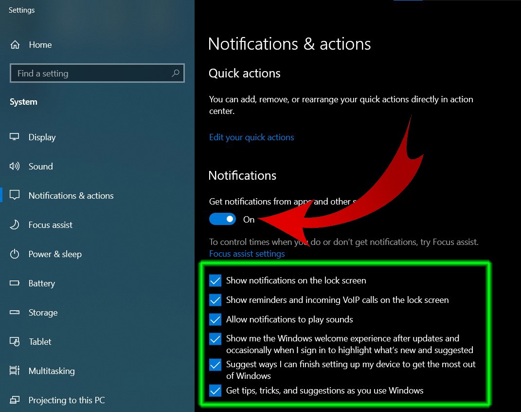 Hướng dẫn tắt thông báo Windows 10 06