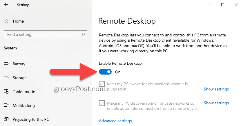 hướng dẫn kích hoạt và sử dụng remote desktop windows 10 - bước 2