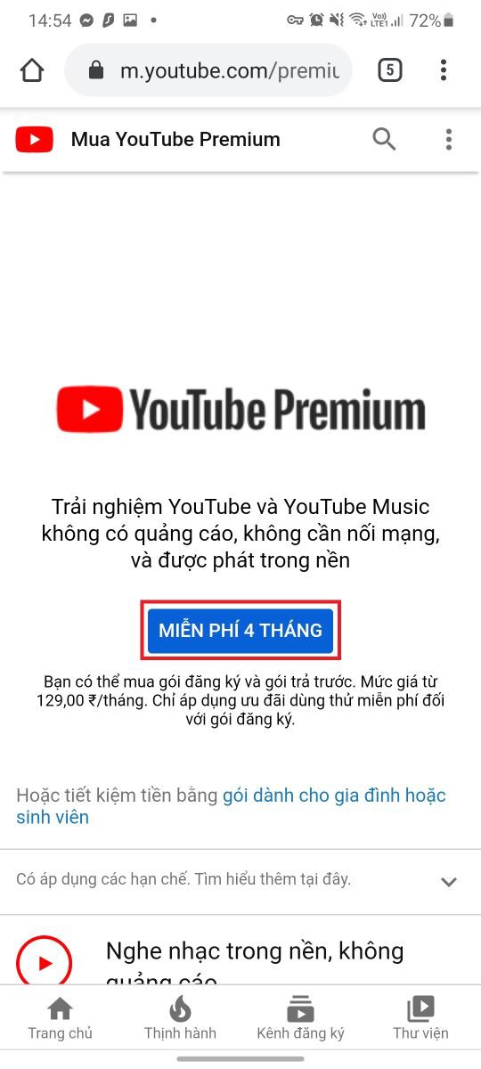 Mẹo đơn giản giúp bạn nhận 4 tháng YouTube Premium hoàn toàn miễn phí 6