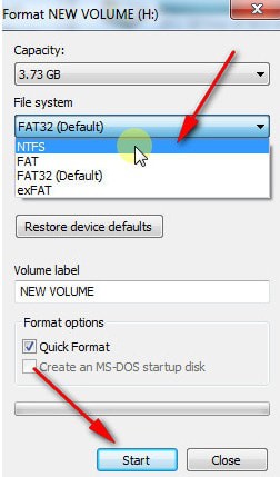 chuyển USB từ FAT32 sang NTFS 2