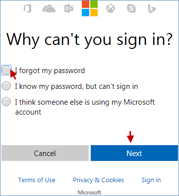 Bước 3 - Đặt lại mật khẩu Outlook