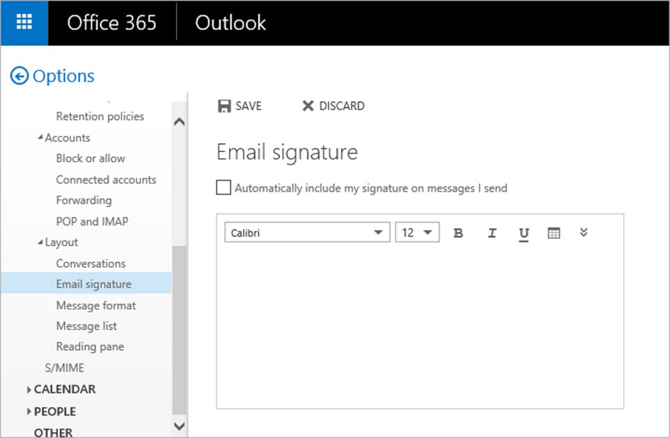 Tạo chữ ký trong email Office 365