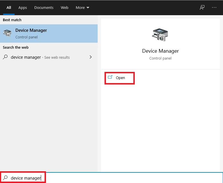 mở device manager