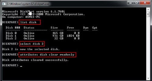 Sử Dụng Diskpart Để Loại Bỏ Thuộc Tính Read-Only Trên Disk Windows 7 -AN PHÁT