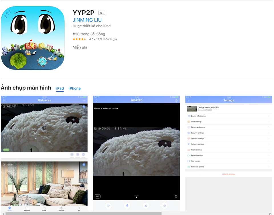 phần mềm xem camera trên điện thoại iPhone - YYP2P
